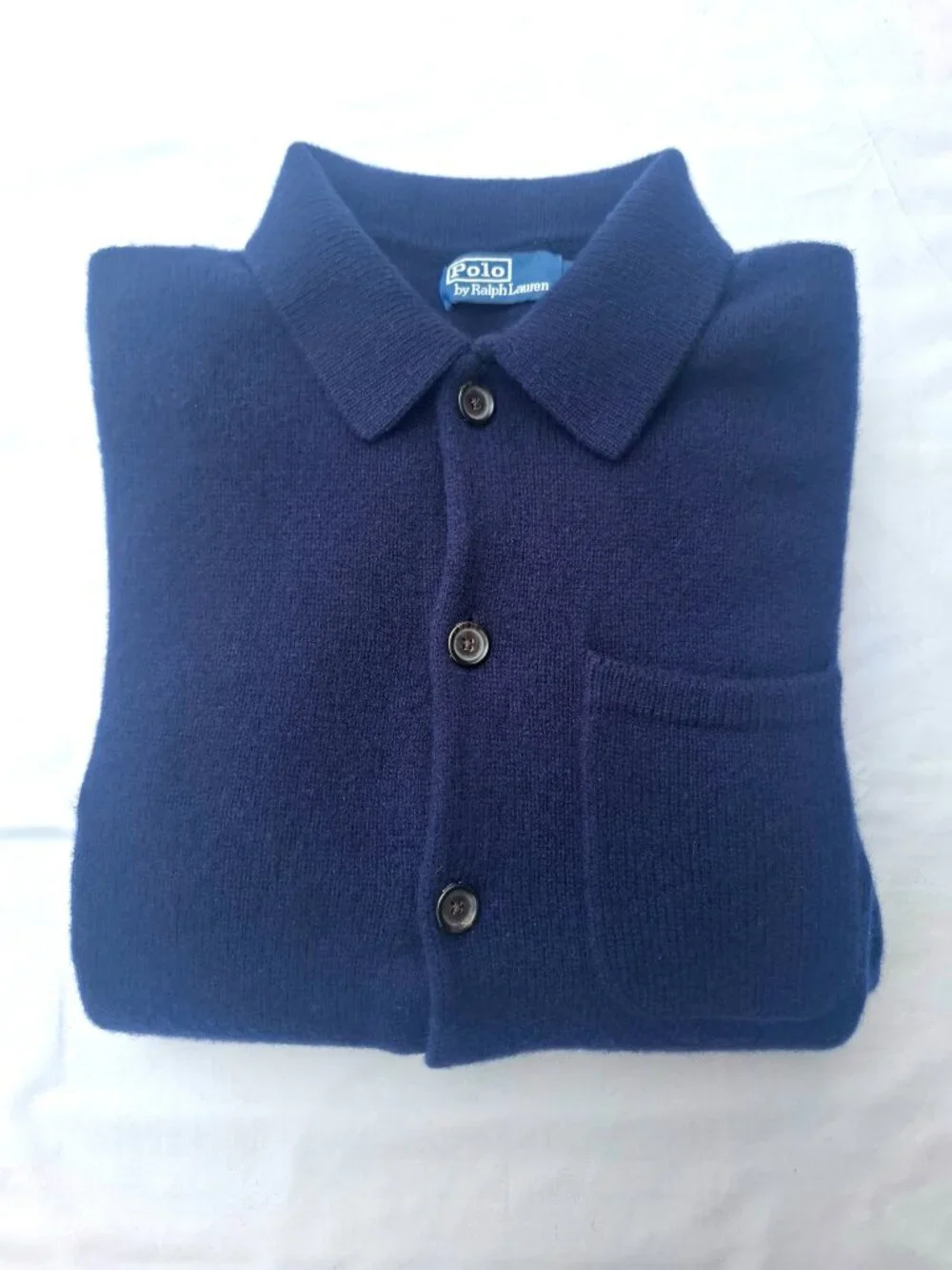 Polo Ralph Lauren Wool Cashmere Men's Cardigan Sweater Large Navy Classic Preppy